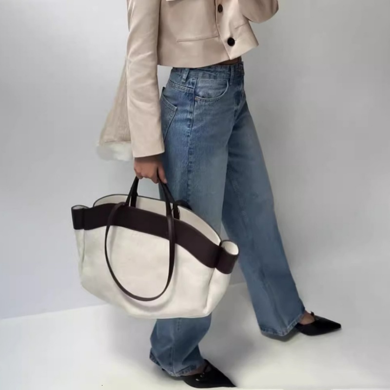 Canvas Splicing Tote Bags For Women Designer Handbag Purse New Large Capacity Commuting Shopping Bolsas