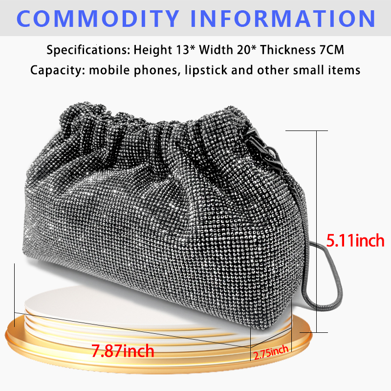 Newest Ladies Dinner Wedding Bridal Wallet Party Christmas Gift Crossbody Stone Crystal Rhie Dia Evening Bag
