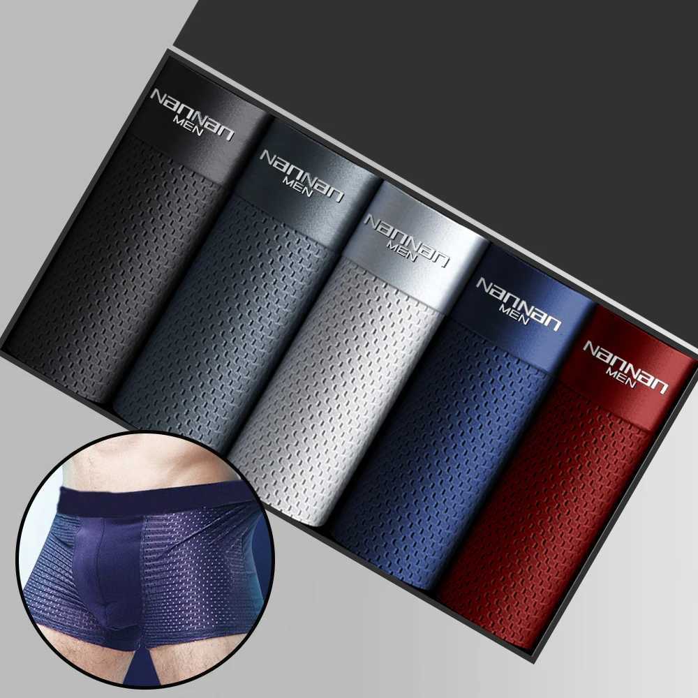 Mens underwear Mens underwear Boxer Mens Ropa Indoor Hombre Calzoncillos Breathable Hombre Bamboo Hole Large Size W241223