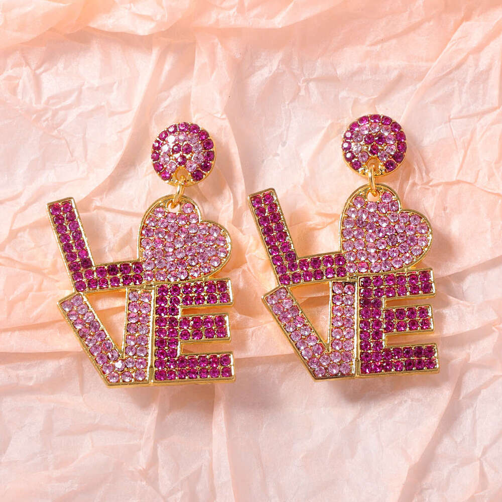 New Valentine's Day series with zircon inlaid letters, stylish trendy, versatile earrings and accessories for women