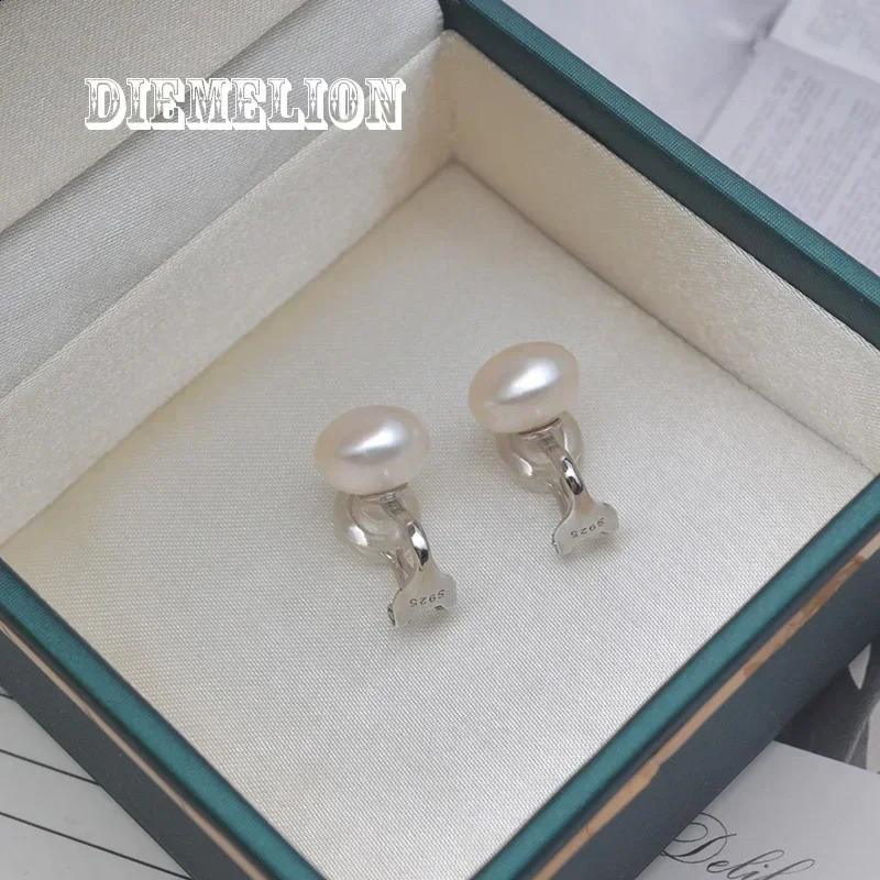 Fashion No Piercing Natural Freshwater Pearl Ear Clip on Earrings 925 Sterling Silver No Hole Earring for Women Wedding Jewelry 241220