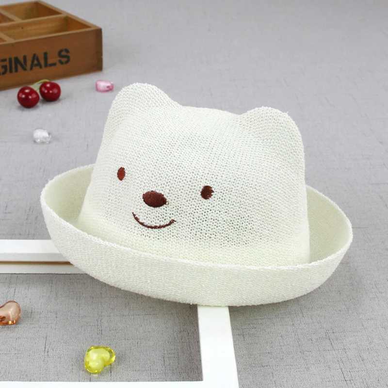 Caps Hats Childrens Cute Bear Bucket Hat Summer Outdoor UV Protection Grass Pot Hat Boys and Girls Korean Preschool Childrens Sunshine Sunshade Hat H2