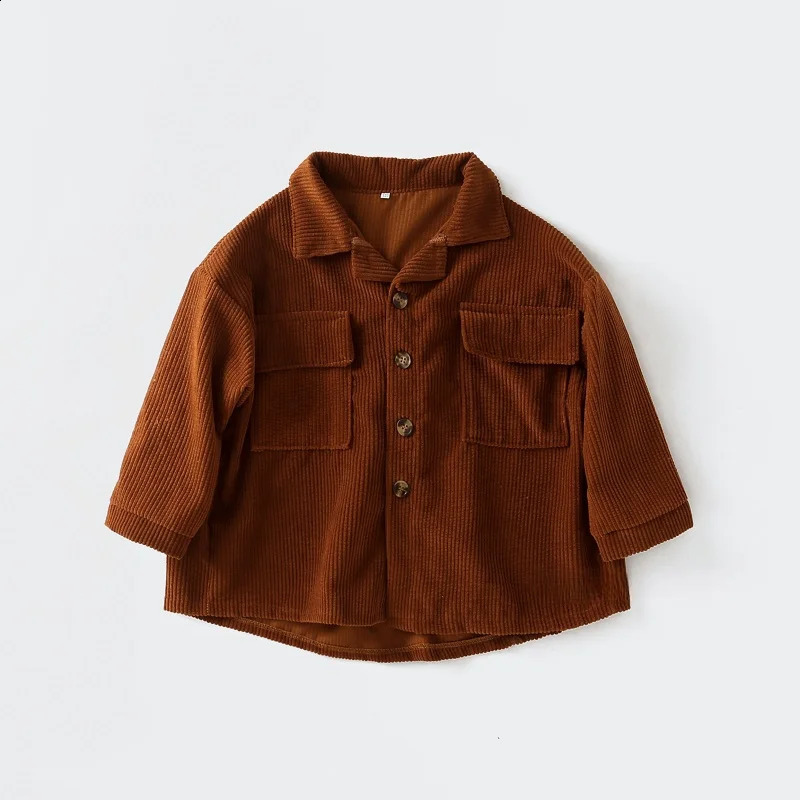 Fashion Baby Girl Boy Corduroy Shirt Jacket Pocket Infant Toddler Kids Spring Autumn Coat Child Outwear Baby Clothes 1-8Y 241223