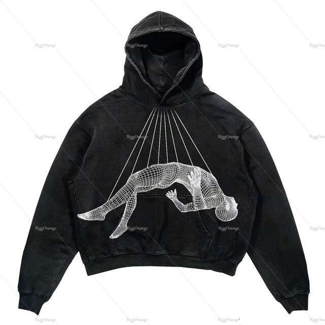 Punk Design Printed Harajuku Street Apparel Y2 Fashion Large Hoodie Hip Hop Gothic Long Sleeve