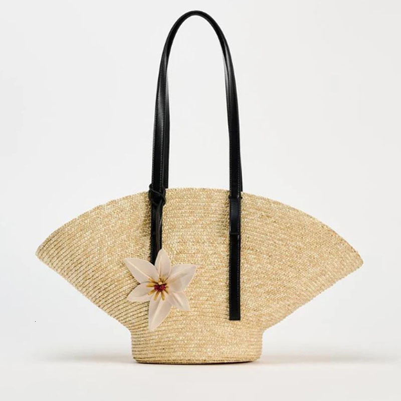 Large Capacity Woven Women 2024 New Summer Leisure Handbag Seaside Vacation Beach Shoulder Bag
