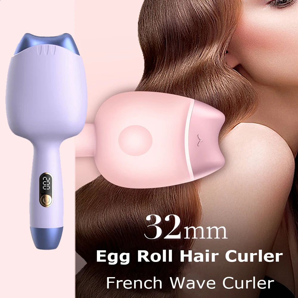 32MM Professional Hair Curler Ceramic Curling Iron Big Wave Deep Wavy Splint Egg Rolls Electric Fast Automatic Hair Roller iron 241223