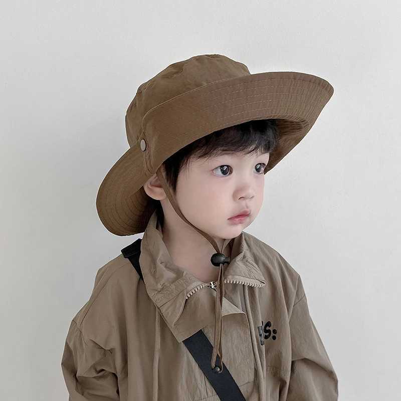 Caps Hats Korean Baby Mountain Hat Solid Color Childrens Quick Drying Fishermans Hat Summer Childrens Outdoor Sunshade Hat Cotton Pad H241223