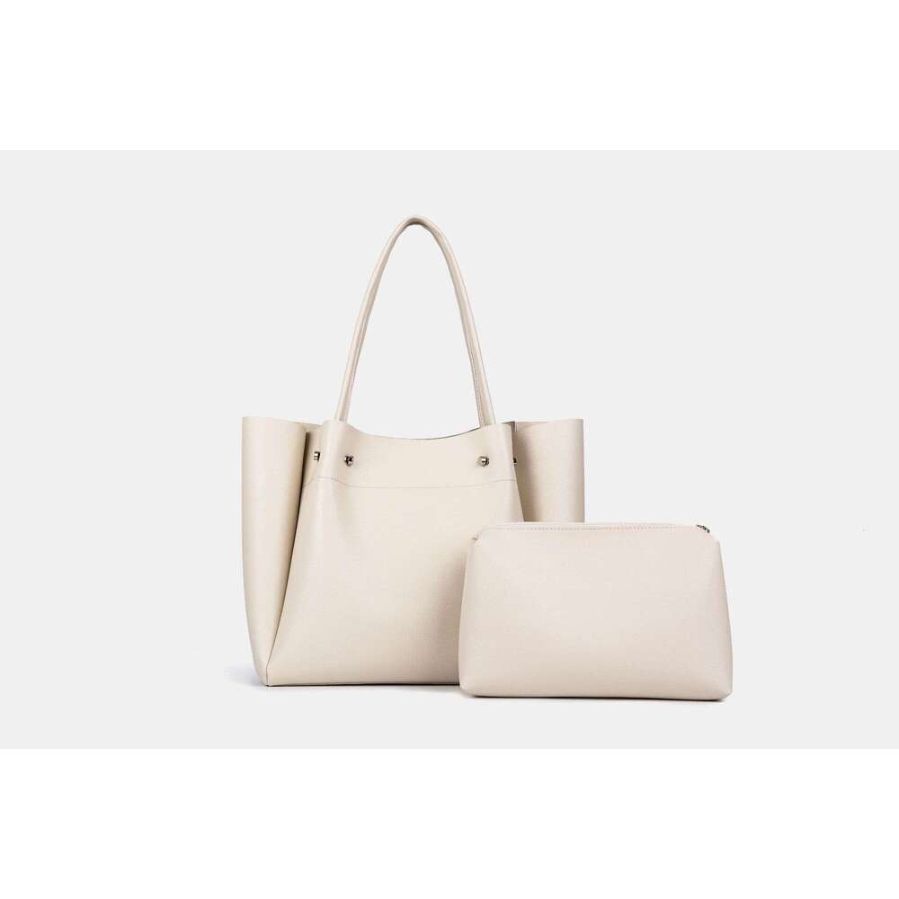 New Women's With Large Capacity Soft Leather Shopping Bucket Bag, One Shoulder Hand-Held Commuting Tote Bag
