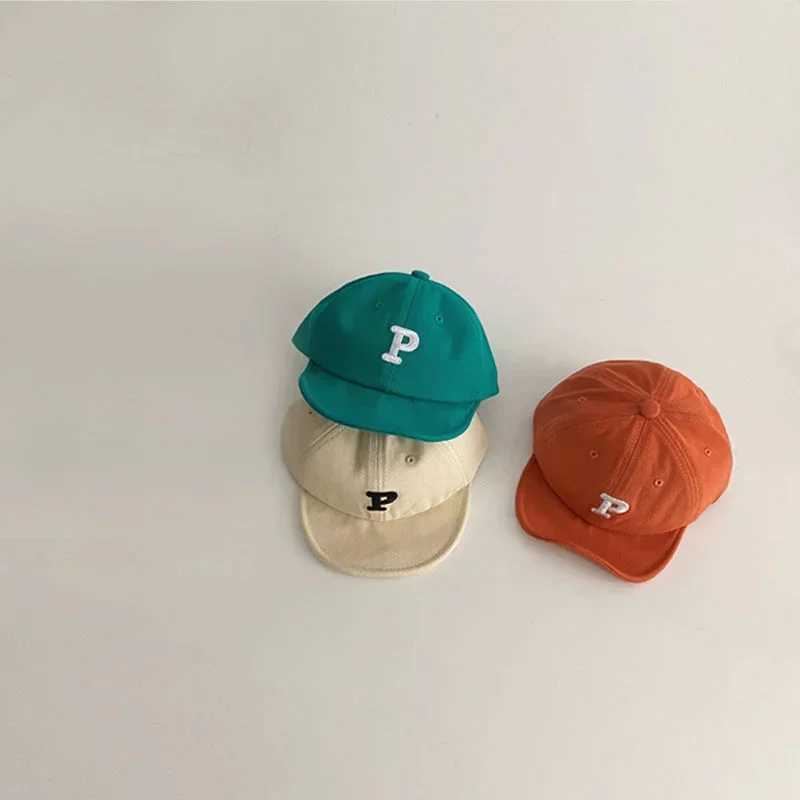 Caps Hats Letter C/P Baby Baseball Hat Summer Soft Cotton Baby Baseball Hat Solid Color Adjustable Preschool Sun Hat H241223