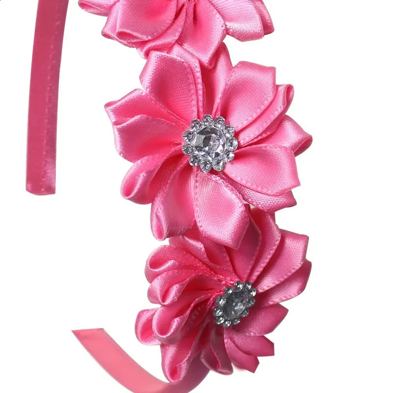 Childrens Flower Headband Solid Hair Band Silky Satin Ribbon Hair Hoop Headband Decorative Floral Headwear for Girl Toddler Kid 241223