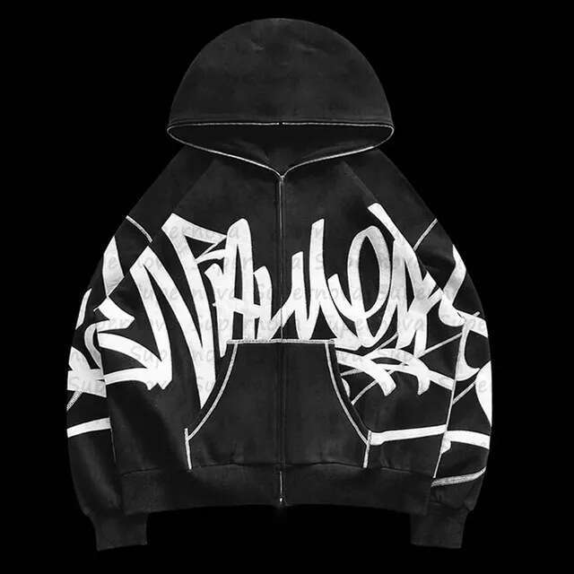 Fashion men's and women's niche street trend foam with zipper hip-hop loose hoodie cover
