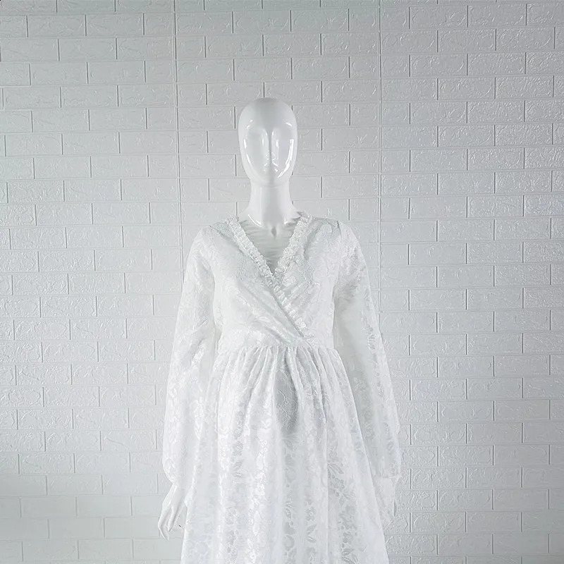 Boho Maternity Po Shoot Long Dresses V-neck Bell Sleeve Pregnancy Pography Props Dress 241223
