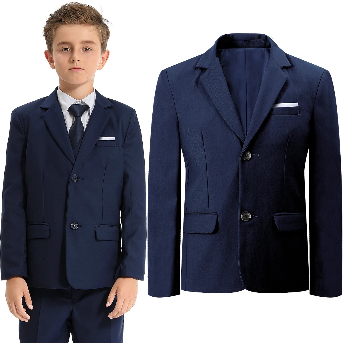 Boys Blazer Kids Wedding Formal Solid Jacket Gentleman Birthday Party Performance Suit Children Spring and Autumn Clothing Set 241223