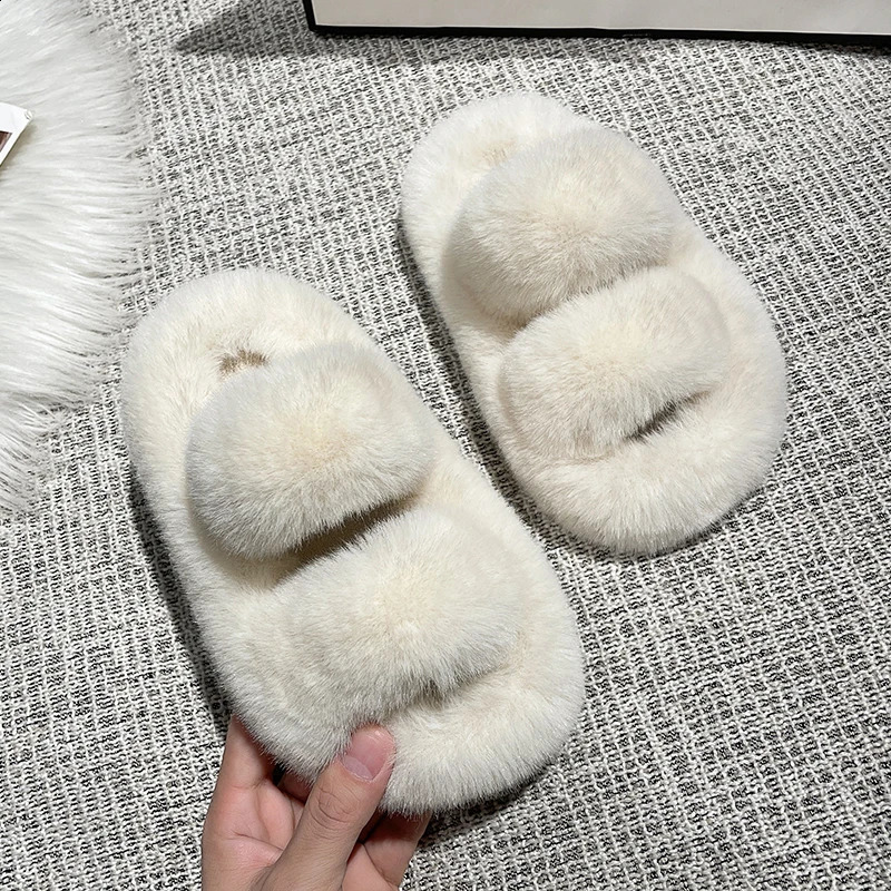 Girls Winter Slippers Fur Plush Slip On Shoes Indoor Outdoor Children Sliders Warm Solid Color Anti-slip Fashion Kids Shoes 241223