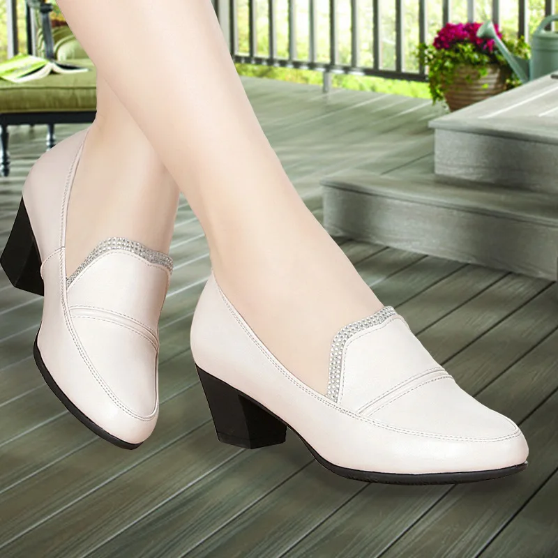 AIYUQI Genuine Leather Woman Shoes Spring Fashon Shoes Soft Office Shoes Sapato Feminino Casual Sapatos Square Heel Fashion