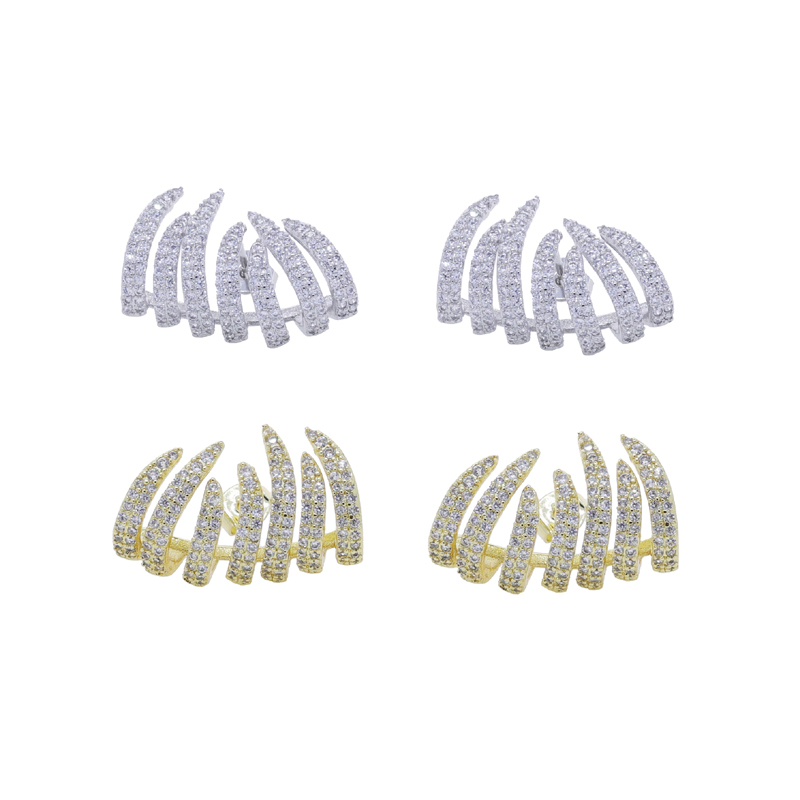 2025 New Iced Out Cluster Earring Sparking Silver Color Bling Micro Pave Cubic Zirconia Gorgeous Women Jewelry