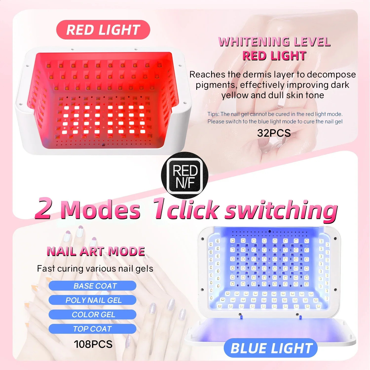 140 Beads Professional UV LED Nail Lamp For Nails 480W Fast Curing Gel Polish Lamp With LCD Display Screen Smart Sensor 241223