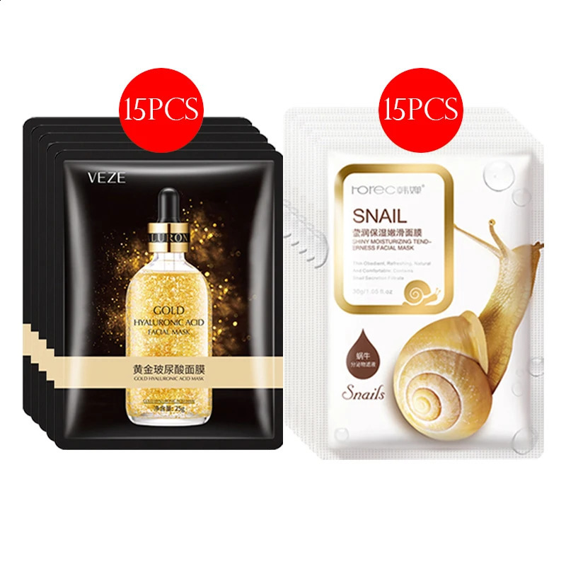 30pcs BIOAQUA skincare Face Masks Women Face skin care Sheet Mask Moisturizing Anti- Hydrating Snail Korean Facial Mask 241223