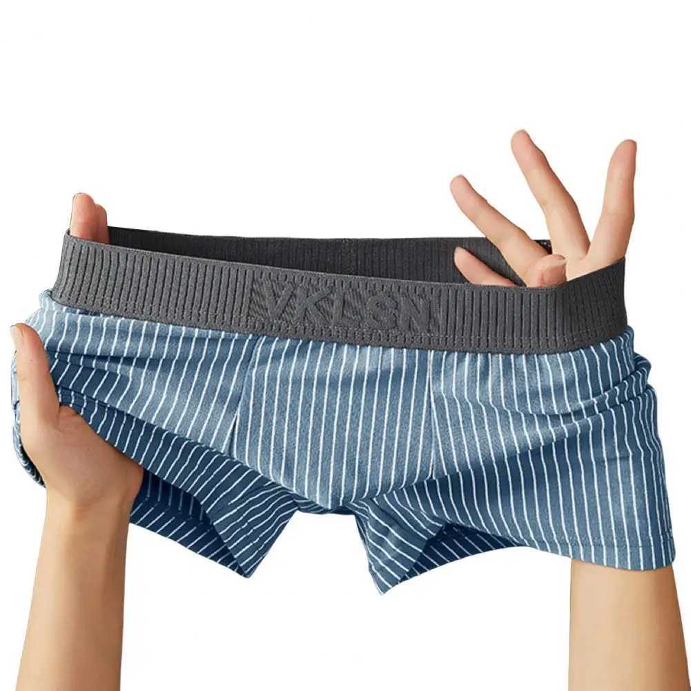 Mens Boxing Underwear ZTE Stripe Printed Patch Work Color Thin Shorts Quick Drying U-shaped Conveyor Underwear W241223