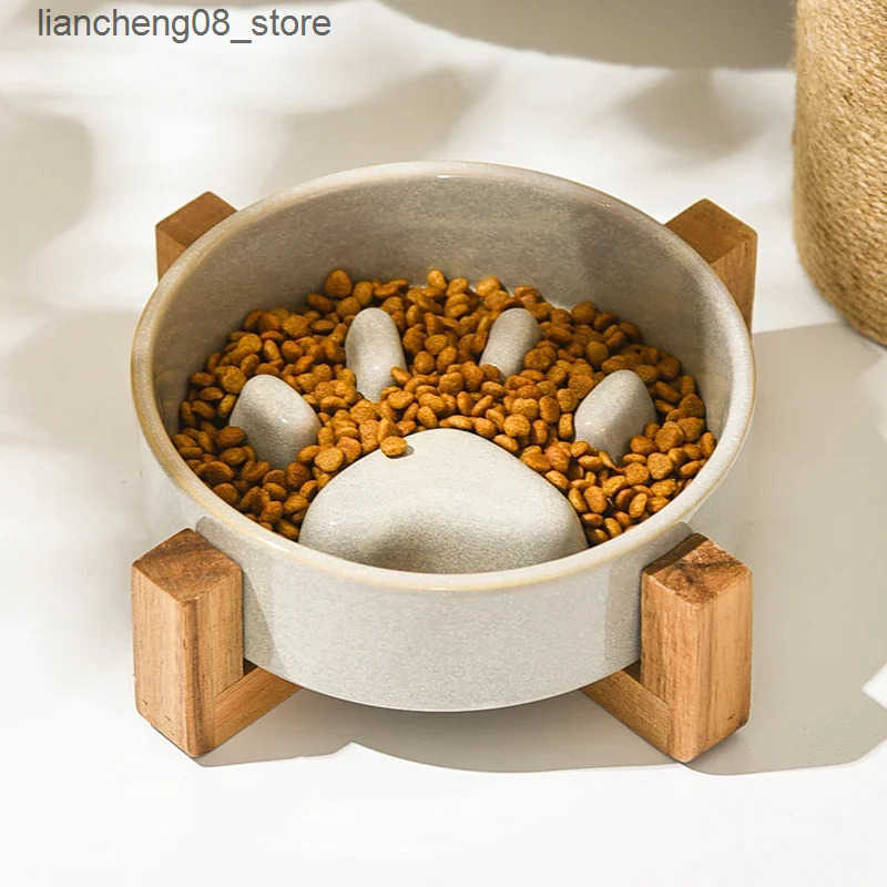 Dog Bowls Dishes New Slow Food Bowl Ceramic Food Bowl for Dogs and Cats Slow Food Bowl Pet Supplies Anti Knock Anti Choke Feeder Dog Accessories L2409