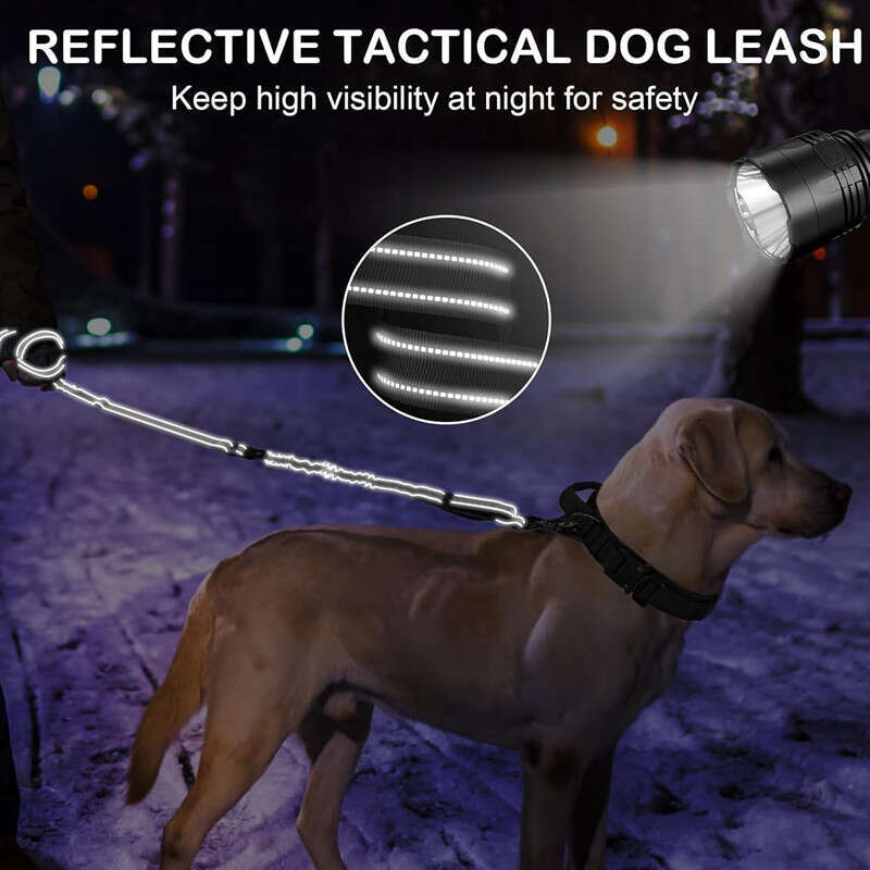 DHpet Reflective Dog Leash with 2 Padded Handle Dog Walking Training Shock Absorbing Bungee Leash With Car Seat Belt Buckle for Small Medium Large Dog