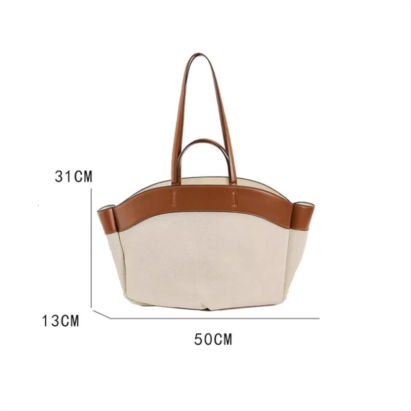 Canvas Splicing Tote Bags For Women Designer Handbag Purse New Large Capacity Commuting Shopping Bolsas