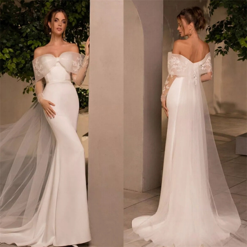 Elvish Fairy Mermaid Wedding Dresses Off Shoulders Lace Boho Country Bridal Gowns Elegant Backless Bohemian Bride Dress Gelinlik Robe De Mariage 2025 