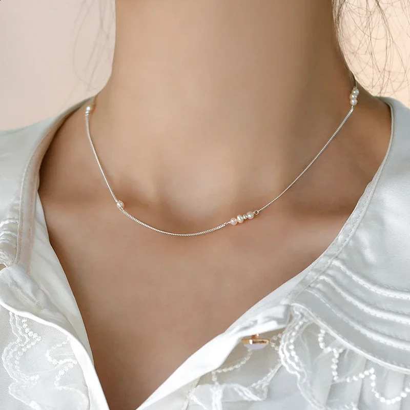 ASHIQI 925 Sterling Silver Natural Freshwater Pearl Flower Pendant Necklace Fashion Jewelry for Women 241220