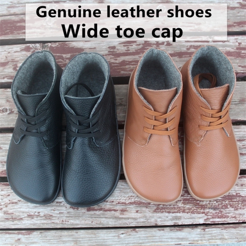 Womens zero drop wide shoe box barefoot leather boots with wool lining 241223