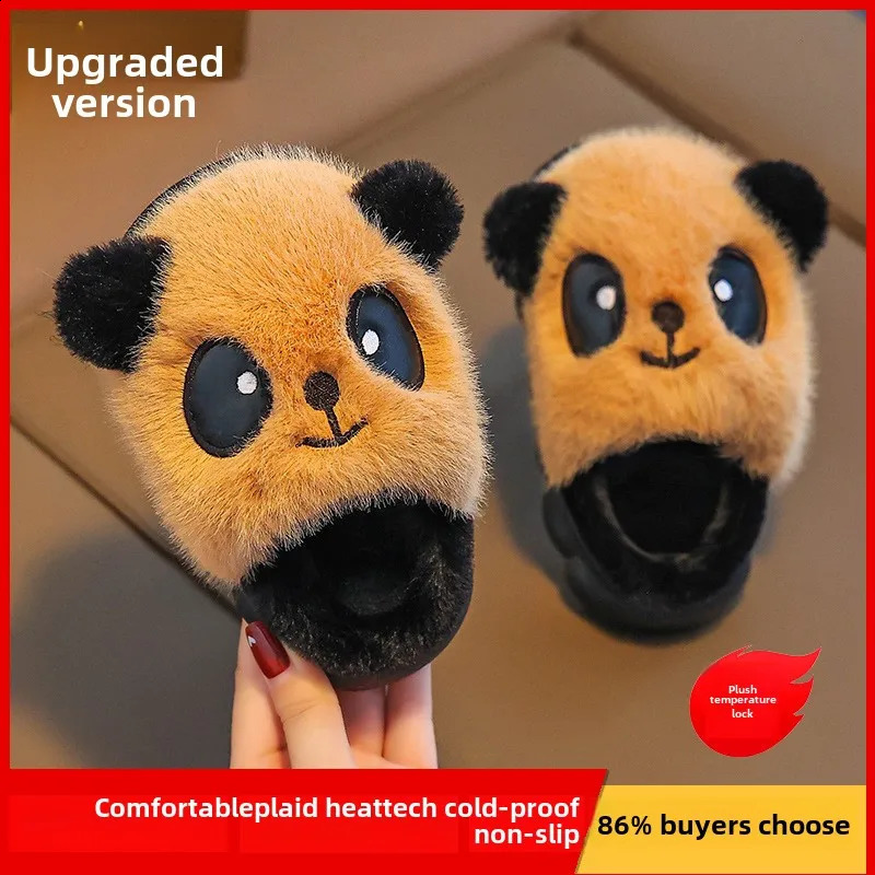 Childrens Girl Cotton Slippers Autumn Winter Child Slippers Wear-resistant Panda Cartoon Indoor Warm Non-slip Mother Kids Shoes 241223