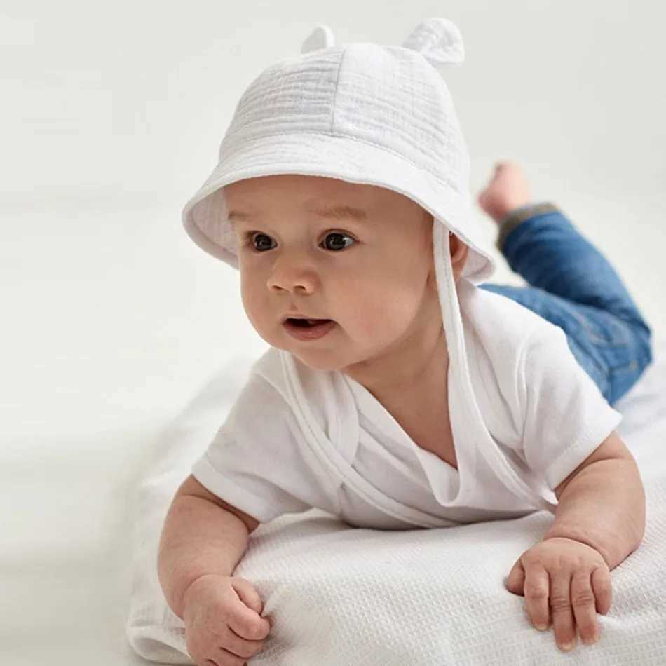 Caps Hats Baby hat baby plain bucket hat childrens bear ear summer beach sun hat boys and girls Easter hat toddlers 3-12 months old H241223