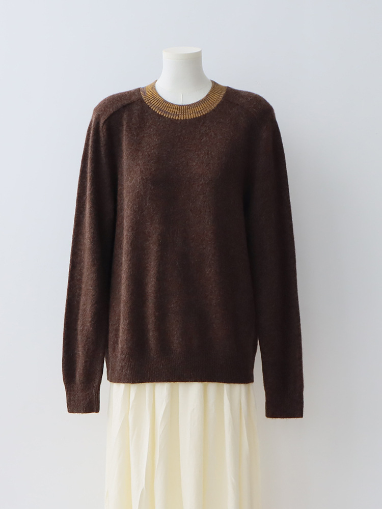 bstb01 Chic Ladies' Knitted Sweater for Autumn - Comfortable Round Neck, Loose Fit Woolen Top