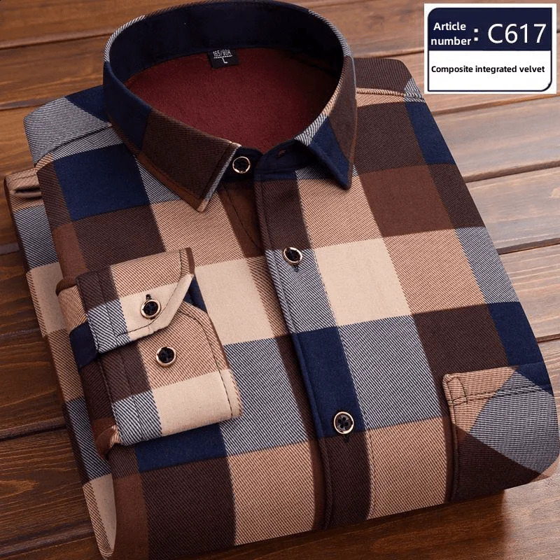 Autumn Winter Casual Mens Fashion Long Sleeve Plaid Shirt Thick Warm Mens Casual High Quality Soft Large Size Shirt L-4XL 241223