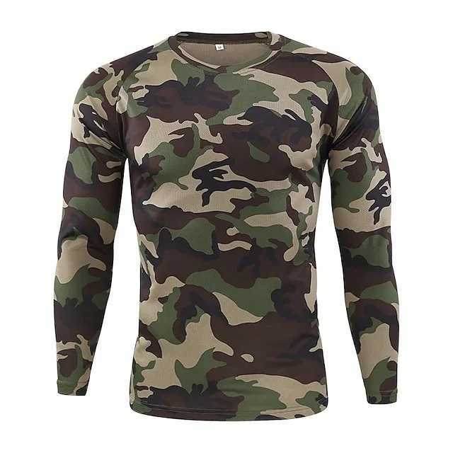 New Arrival Fashion mens camouflage printed T-shirt casual trend army fan Y2K top autumn new street mens long sleeved round neck T-shirt Z241223