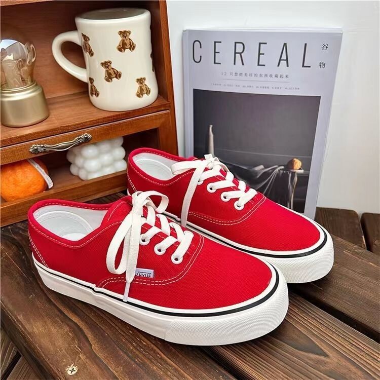 Ddmywed Red 2023 Spring And Autumn Collection Low Cut Casual Student Coarse Lace Canvas Sports Board Shoes Female Chinese Brand Shoes F1223-29 ddmythu
