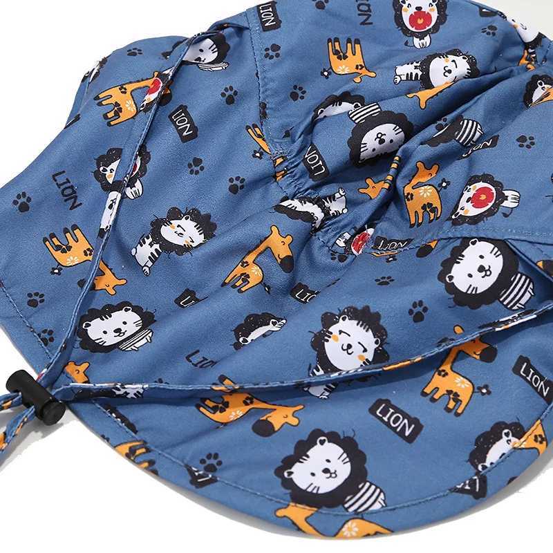 Caps Hats New Panama Summer Baby Bucket Hat Boys and Girls Cartoon Breathable Mesh Childrens Beach Shawl Sun Hat Childrens UV Protective Hat H241223