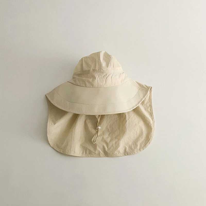 Caps Hats Summer Baby Sun Hat with Neck Flap UV Protection Quick Dry Large Brim Beach Hat Childrens Bucket Hat H241223