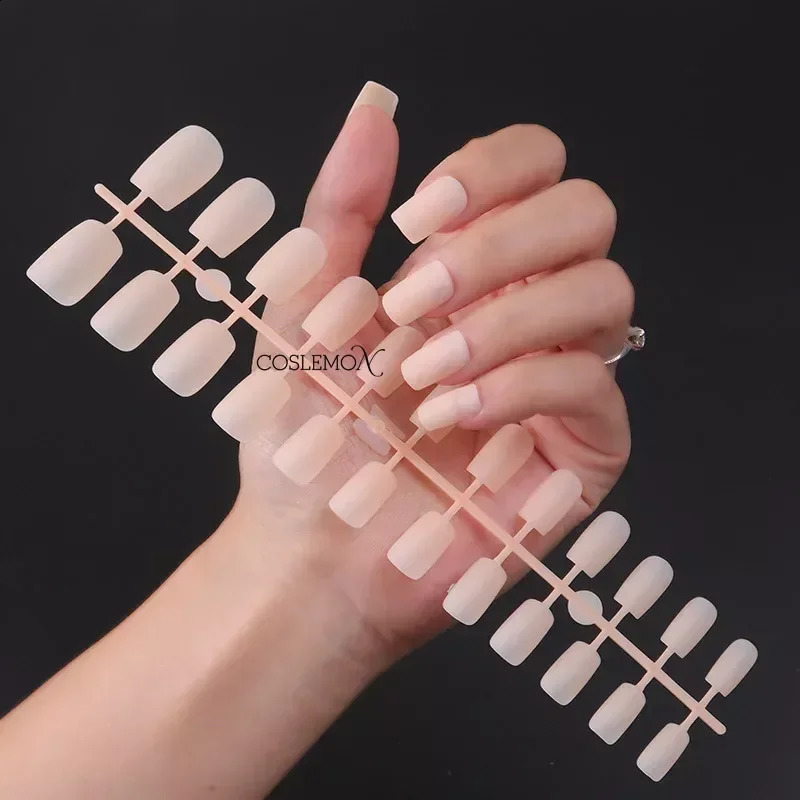 24pcs Press on Nails Solid Color Long Square Head Frosted Fake Nails Multi-color Full Cover Nail Tips Nail Art Manicure Tools 241223