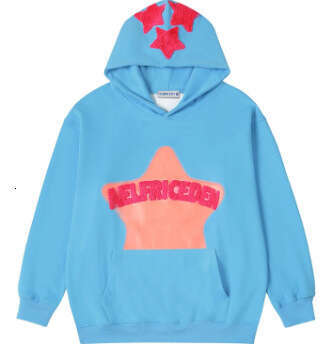 High Street American style fleece spray painted towel embroidered men's trendy brand loose niche design hoodie