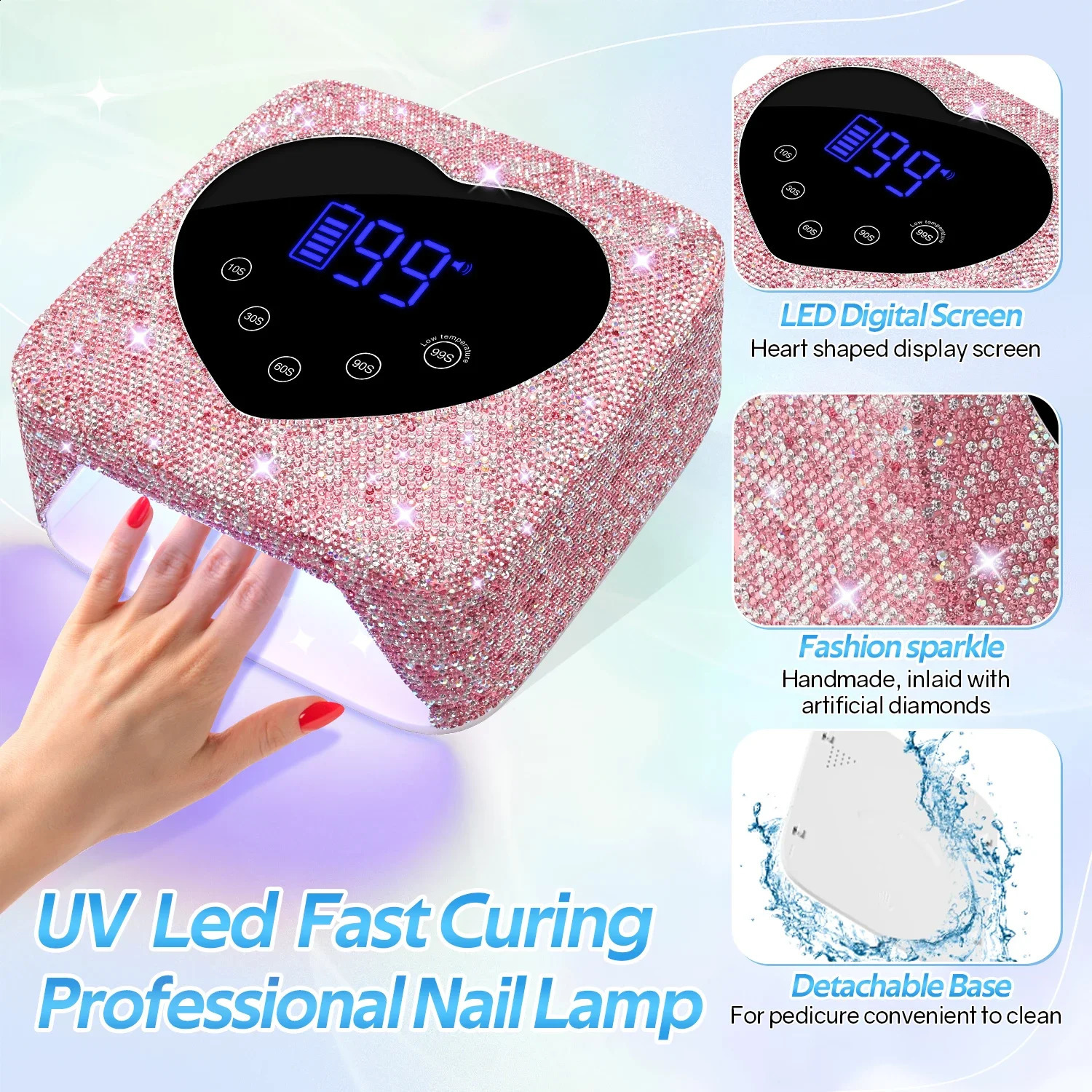 72W Cordless UV Nail Lamp Rechargeable 30 LEDs Nail Dryer with 5 Timer Settings UV Cabin Manicure Light for Nails Nail Art Tools 241223