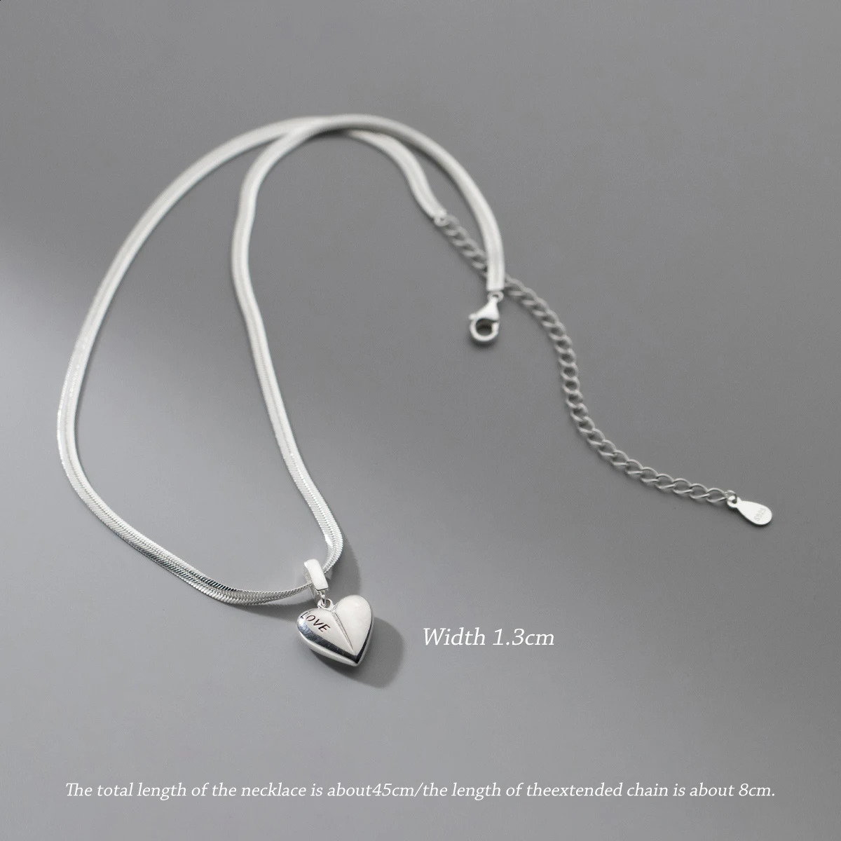 MODIAN 925 Sterling Silver Simple LOVE Heart Pendant Necklace Fashion Snake Chain Necklace For Women Fine Jewelry 241220