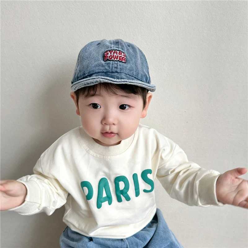 Caps Hats New Cowboy Letter Baby Baseball Hat Summer Retro Soft Brim Outdoor Sun Hat Boys and Girls Casual Sports Childrens Leather Hat H241223