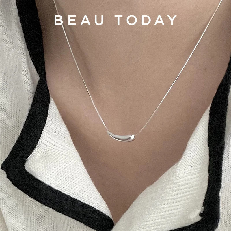 BEAUTODAY Necklace Women 925 Silver Snake Chain Thin 18k Gold Plated Smile Tiny Chic Ladies Fashion Accessories 93060 241220