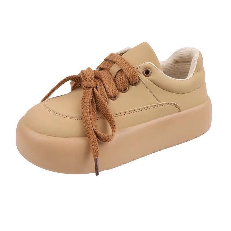 White Ddmywed Little Women S Doll Autumn New Item Leather Top Big Toe Bread Casual Thick Soled Board Shoes Lightweight And Comfortable Chinese Brand F
