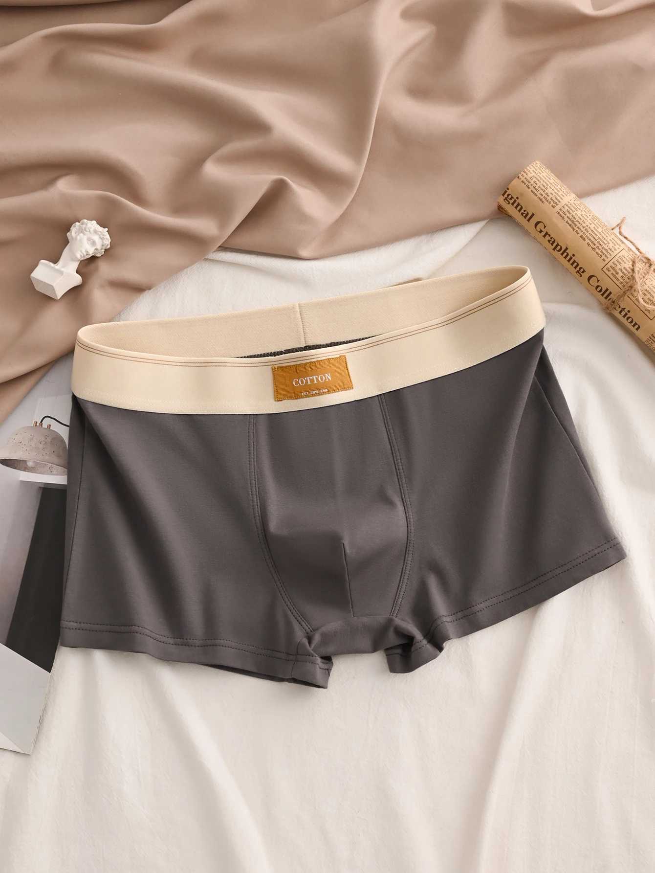Mens 4-piece underwear soft and comfortable casual daily boxer fabric solid color trendy and personalized shorts W241223