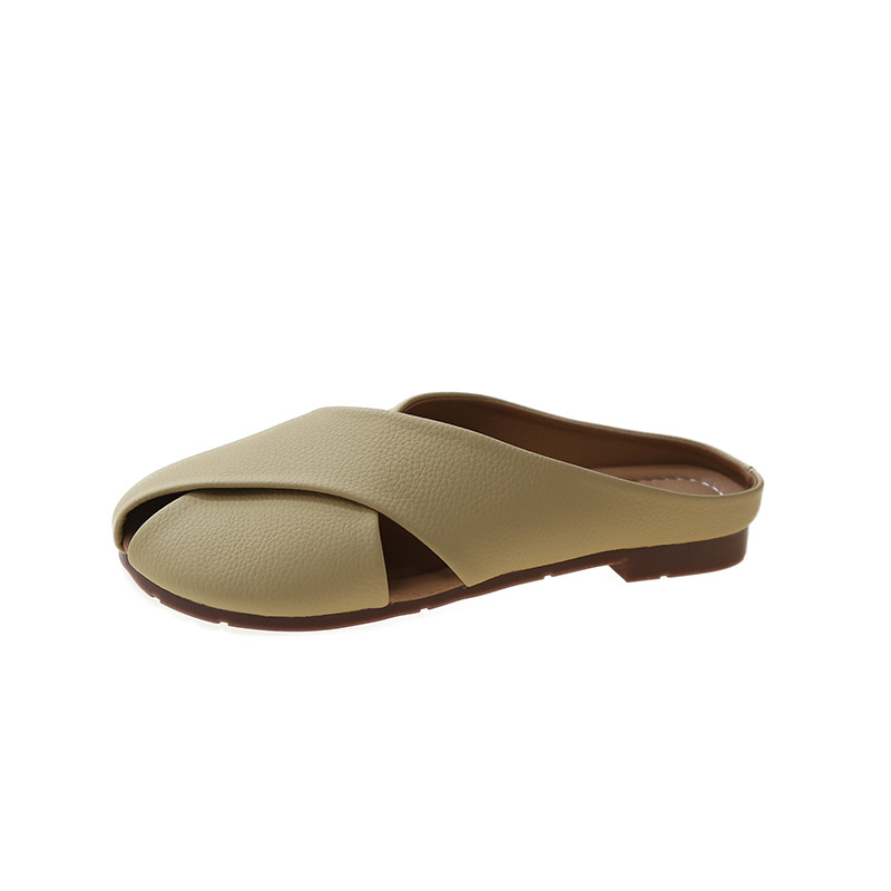 Baotou slippers female summer new Korean women flat slippers soft bottom Baotou half slippers home slippers female For 2025
