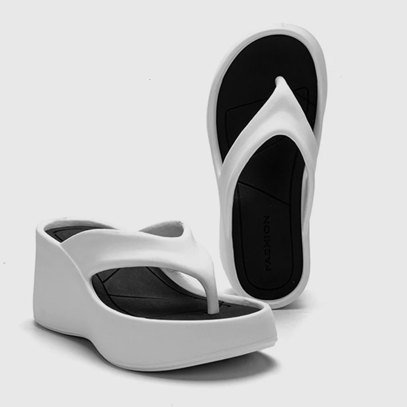 Women Colour Wedges Clip Toe Sandals EVA Outdoor Thick Sole Platform Flipflops Ladies Beach Nonslip y Heel Zapatillas 241213