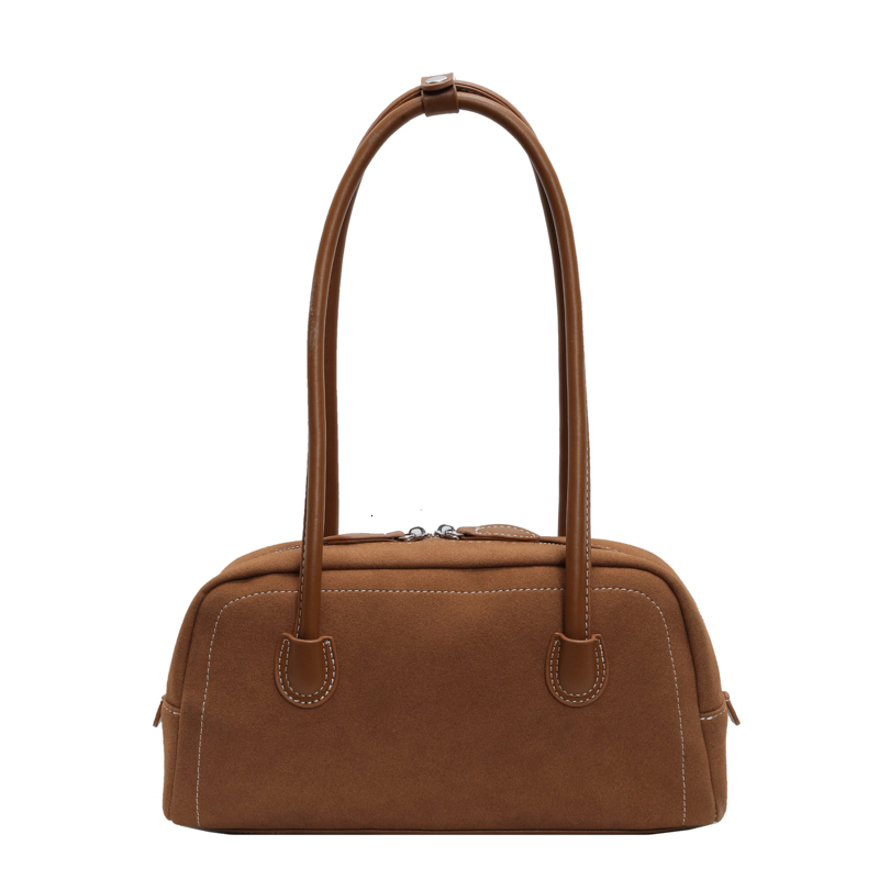 Shoulder Women Multi Pocket Underarm Faux Suede Zipper Tote Purse Satchel Bag For Work Shopping Suede Gender Neutral