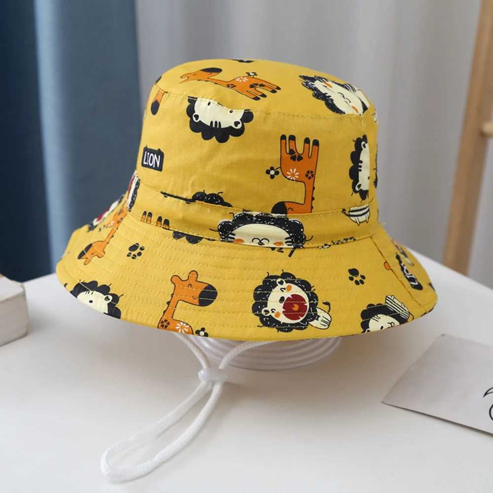 Caps Hats Childrens Panama hat cartoon lion baby bucket hat summer outdoor boys and girls fisherman sun hat UV resistant children fisherman beach hat 