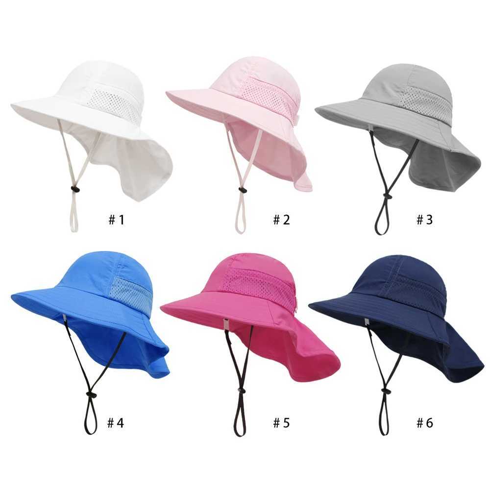 Caps Hats Baby Summer Hat Neck Protection Beach Children Sun Hat Girls Adjustable Children Panama Hat Baby Accessories 6M-6Y H241223